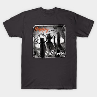 Castle of Ghostly Night and Bats T-Shirt